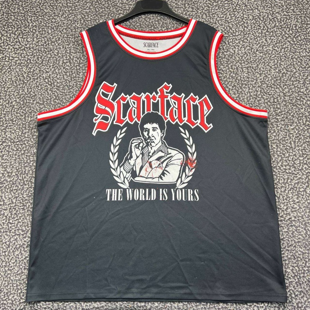 Scarface Basketball Jersey Men 3XL Black Red Tony Montana 83 The World Is Yours